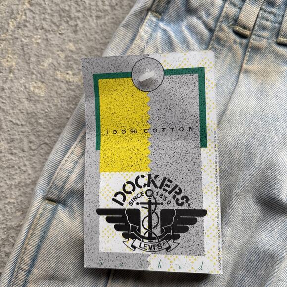 Deadstock 90s Dockers Jeans 28x30 Pleated Denim Levi’s Baggy Acid Wash Vintage - Picture 7 of 15